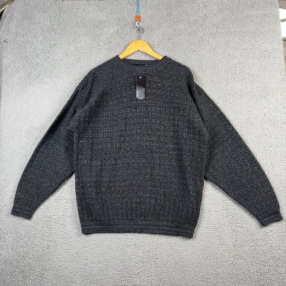 Bill Blass Sweater Mens Large Black Knit Crew Neck Pullover DeadStock Loose VTG - Picture 1 of 13